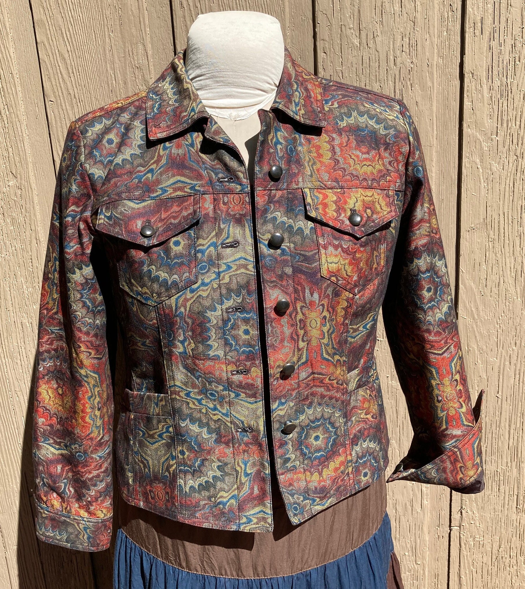80's Vintage Coldwater Creek Denim Psychedelic Print Jeans