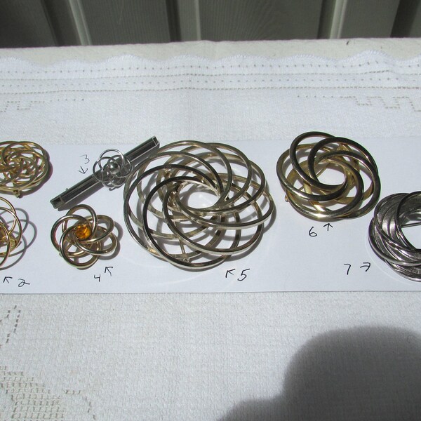 Vintage 50's 60's atomic brooches infinity pins buyers choice lot of 7 pins free shipping USA