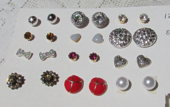 Vintage pierced earrings lot of 12 pair small stu… - image 2