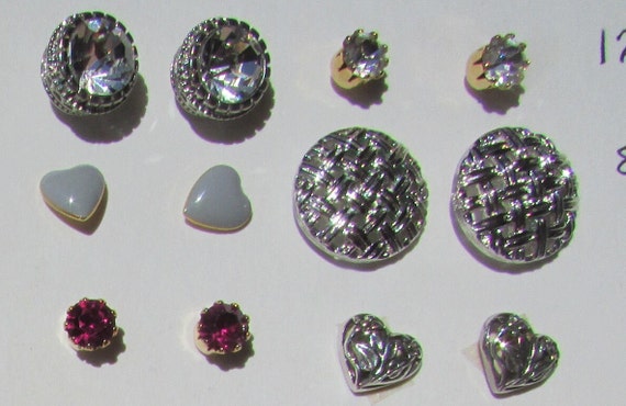 Vintage pierced earrings lot of 12 pair small stu… - image 7