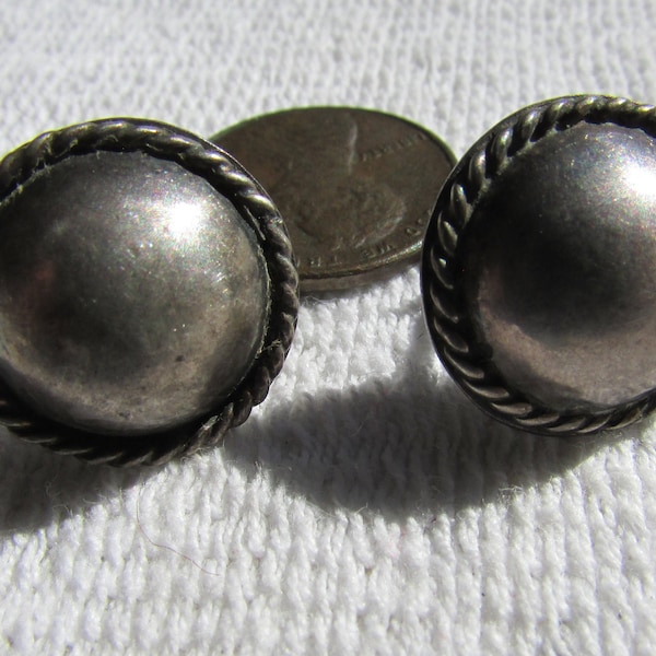vintage modernist minimalist mid century  Mexican sterling silver earrings screw back  tribal boho Mexico chic free shipping USA
