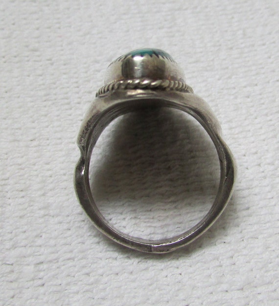 Vintage turquoise ring unisex  heavy older Navajo… - image 6