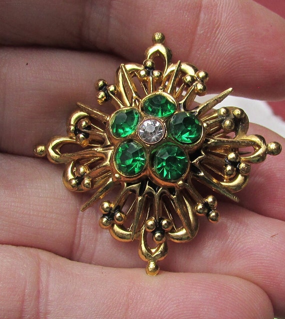 vintage Coro Victorian revival emerald green and c