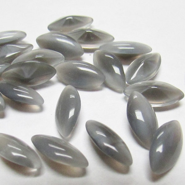 Vintage RARE gray glass moon glow moonstone rhinestone navette marquise chatons size 10x5 pkg of 30