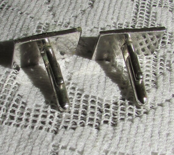 Vintage Swank rectangular geometric silver tone c… - image 2
