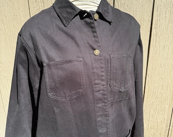 90’s Vintage Jones Jeans black denim oversize jeans jacket shirt jacket size L women's Y2K free shipping USA