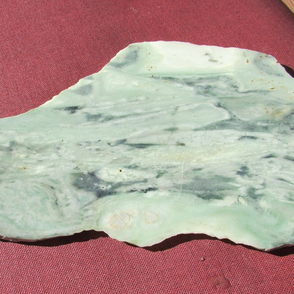 Vintage HUGE richly patterned jade large green nephrite slab for carving or cabs lapidary supply gemstone rough 8 + oz  free shipping USA
