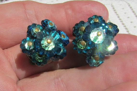 vintage 50's blue green crystal margaritas maguer… - image 1