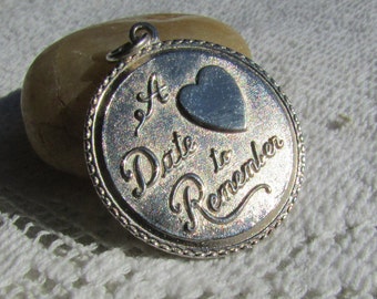 Vintage pendant or charm A Date to Remember 60's sterling silver wedding bridal prom FREE shipping USA