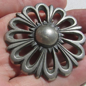 Vintage BT Borje Tennung Sweden designer antiqued pewter flower brooch pendant Mid Century Modern MCM modernist unisex free shipping USA