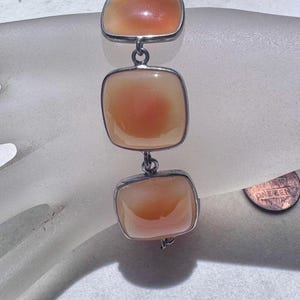 Vintage bracelet gemstone carnelian agate crystal cabochon links hand crafted OOAK ? free shipping USA