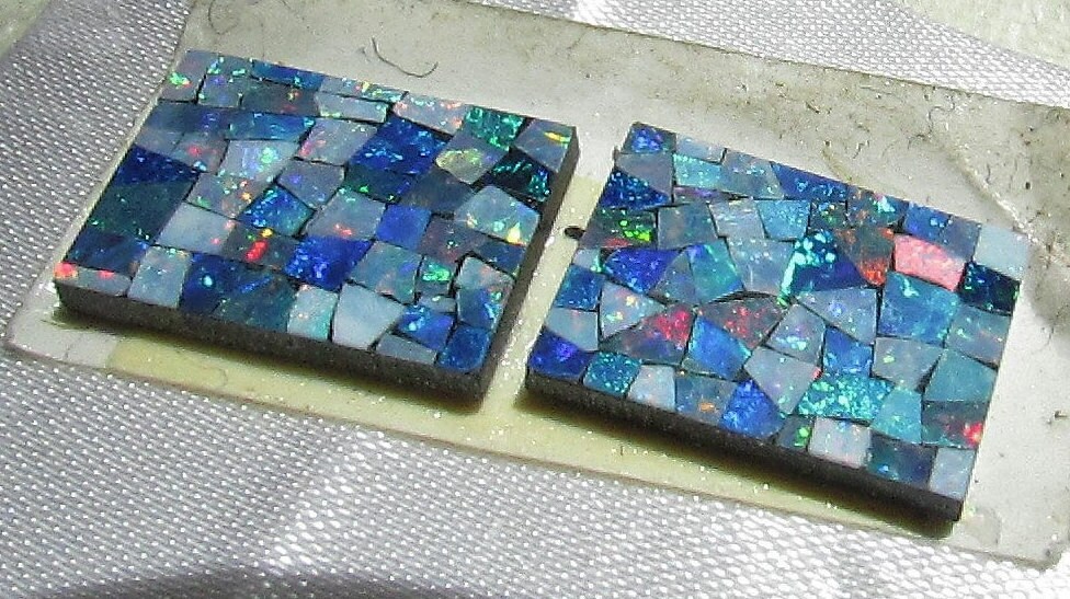 NOS Antique Vintage Small Mosaic Opal Round 14 mm Dia Stone 1/order #KK104 