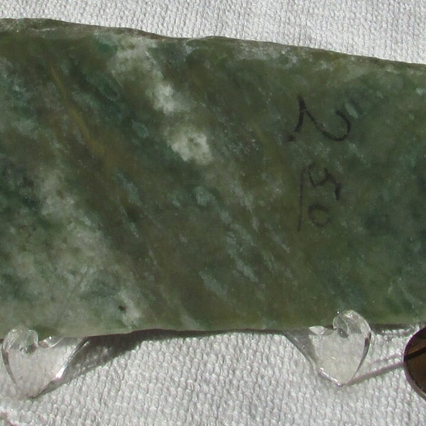 Vintage richly patterned jade large green nephrite slab for carving or cabs lapidary supply gemstone rough 4 + oz  free shipping USA