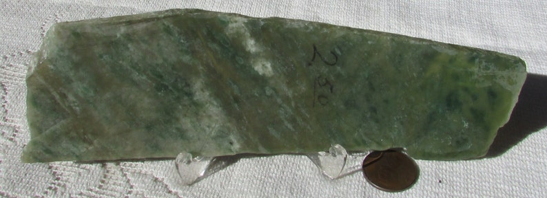 Vintage richly patterned jade large green nephrite slab for carving or cabs lapidary supply gemstone rough 4 oz free shipping USA image 1