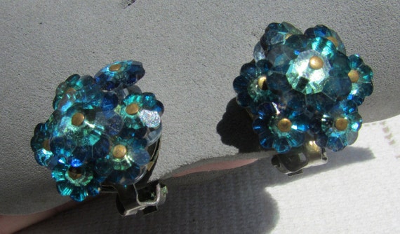 vintage 50's blue green crystal margaritas maguer… - image 3