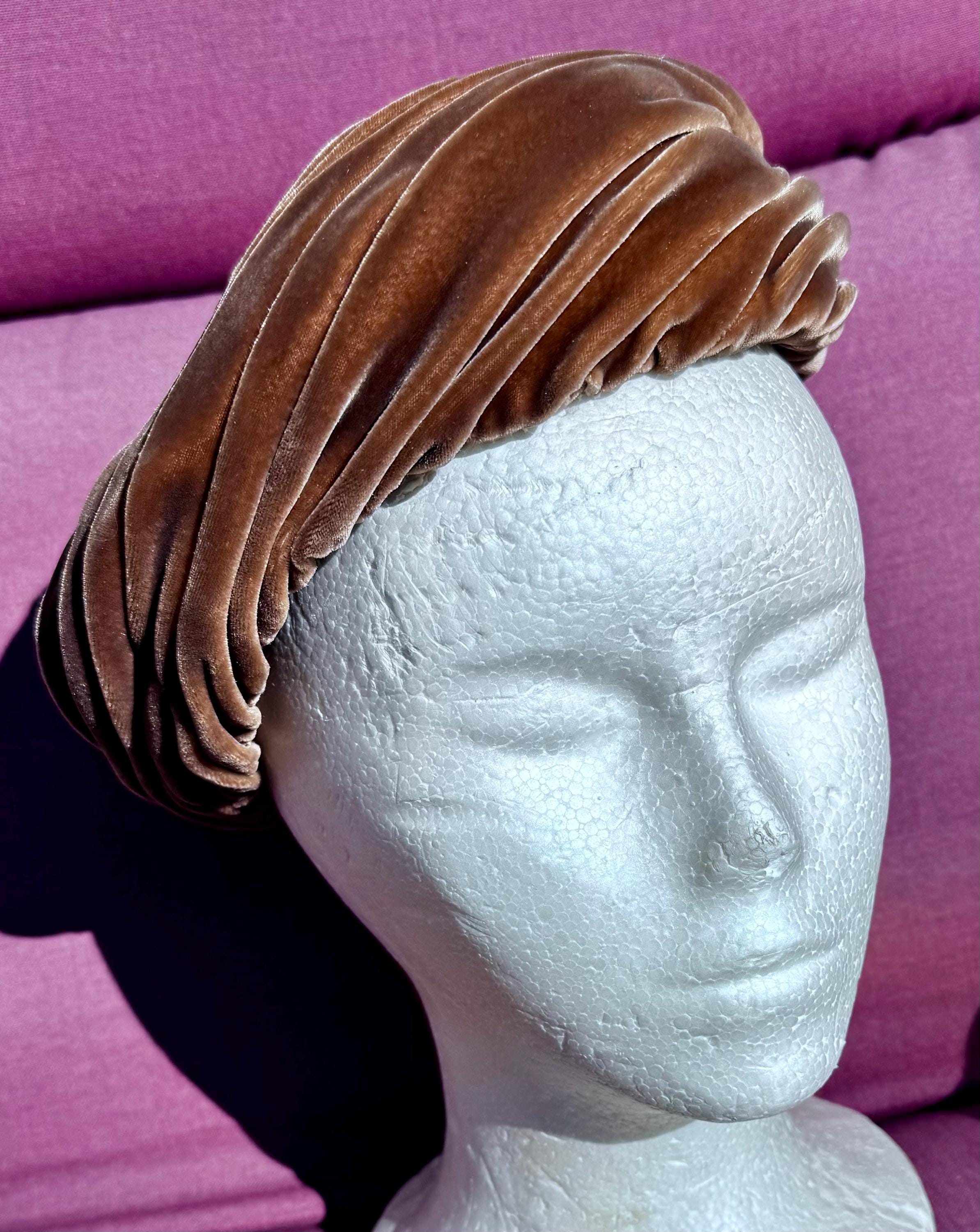 Vintage Pillbox Hat Pleated Chocolate Velvet Mr. Stanley New  display picture 1