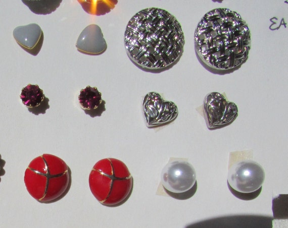 Vintage pierced earrings lot of 12 pair small stu… - image 6