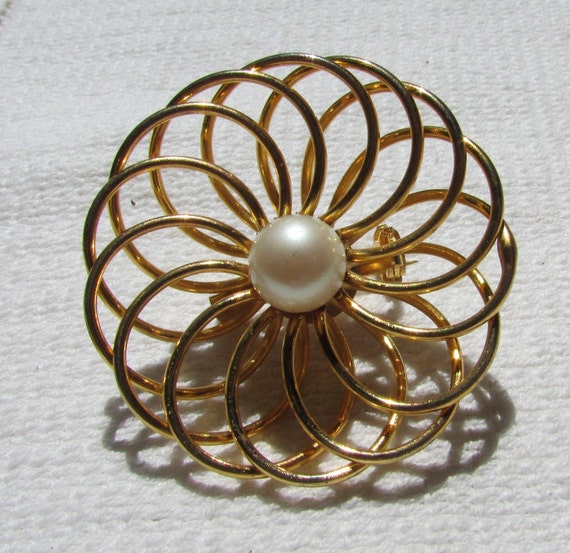 Vintage 50's gold plated atomic brooch infinity s… - image 1