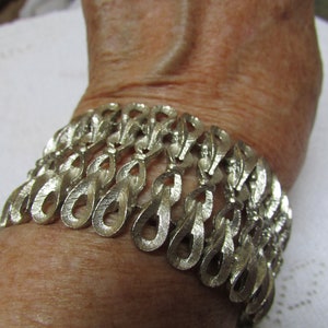 Vintage chunky super wide modernist infinity loops lacy link 50's 60's bracelet boho free shipping USA image 1