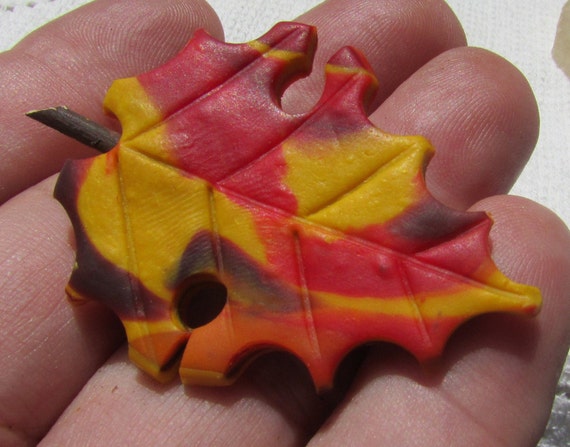 vintage marbled celluloid fall colors autumn leaf… - image 7