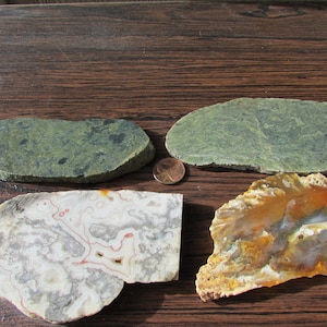 Vintage agate jasper slices slabs specimens or lapidary rough mixed lot of 4 free shipping USA
