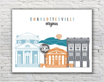 Printable: Charlottesville, VA // University of Virginia Print ~ Graduation, Birthday, Housewarming Gift