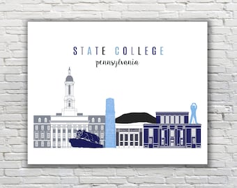 Printable: State College, PA // Penn State University Print ~ Graduation, Birthday, Housewarming Gift