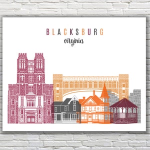 Printable: Blacksburg, VA // Virginia Tech Print ~ Graduation, Birthday, Housewarming Gift