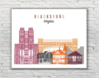 Blacksburg, VA // Virginia Tech Print ~ Graduation, Birthday, Housewarming Gift