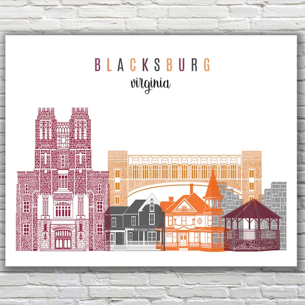 Blacksburg, VA // Virginia Tech Print ~ Graduation, Birthday, Housewarming Gift