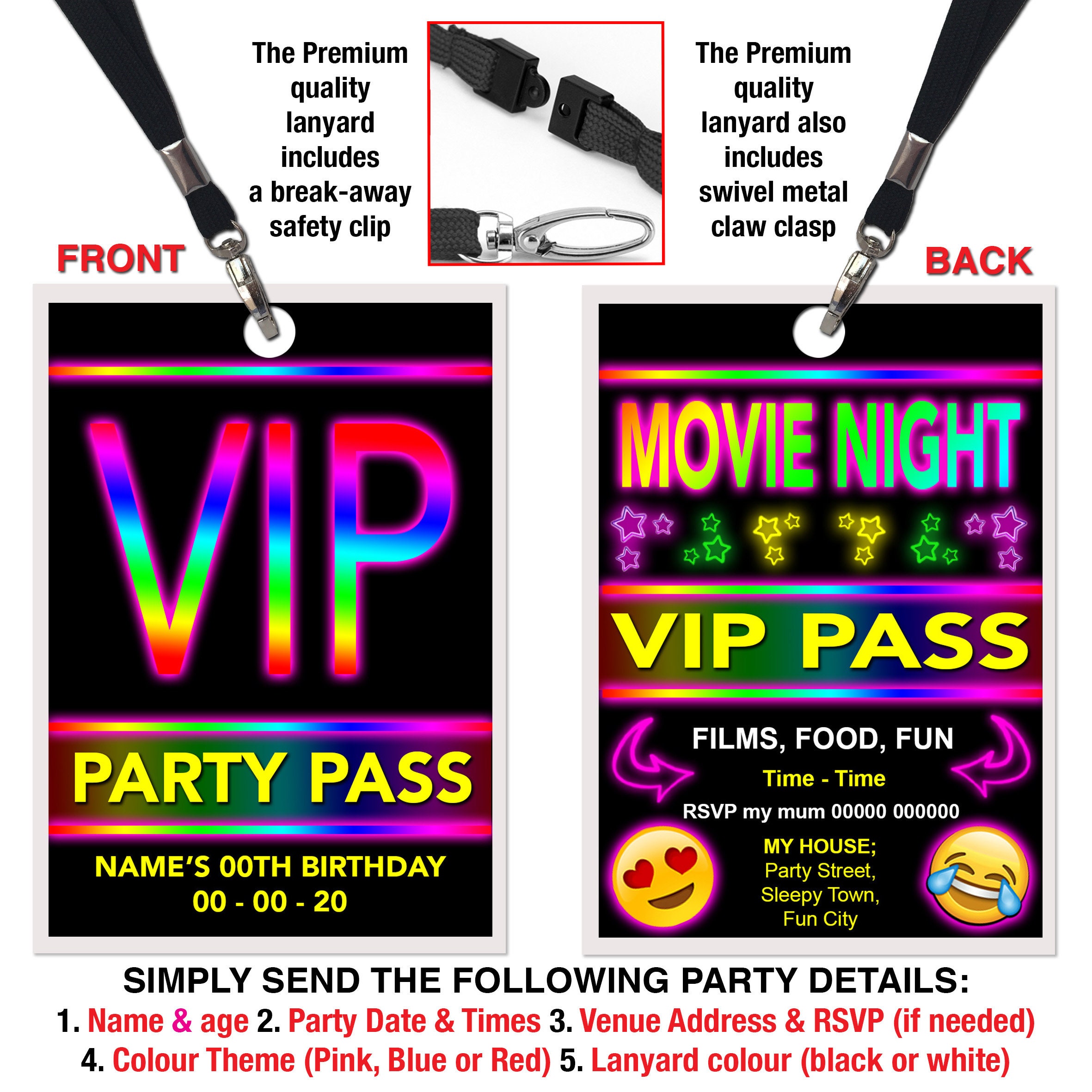 VIP PARTY LANYARD Invitation Bespoke Premium Quality | Etsy