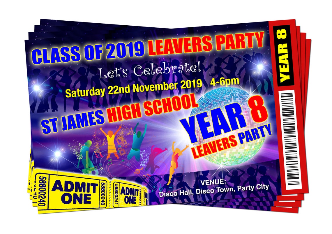 LEAVERS PARTY INVITATIONS x4 School Leavers College Etsy LEAVERS PARTY INVITATIONS x4 School Leavers College Etsy