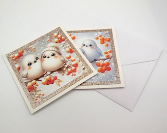 6 Mini Christmas Cards // 3x3 Square Cards // Blank Note Cards // Holiday Card Set // Co-Worker Gift // Gifts Under 10