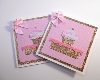 6 - Cupcake Cards & Envelopes | 3x3 Small Cards | Mini Greeting Card | Cupcake Cards | Stationery Set | Blank Inside