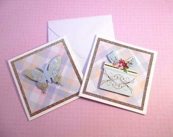 6 Mini 3x3 Butterfly & Gift Notecards | Teacher Gift |