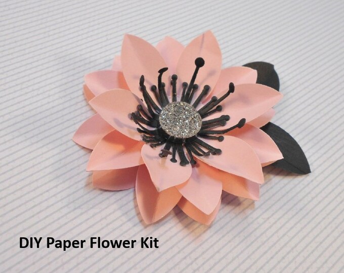 Set of 3 DIY Paper Flower Craft Kit, Pre Cut Petals, Step by Step