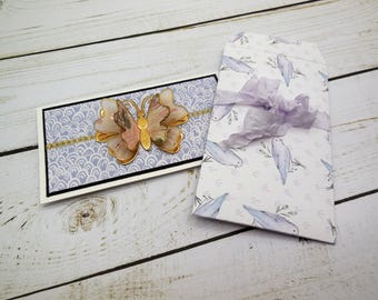 Mini Slimline Card Set Butterfly Theme: Handmade Thank You Notes - Set of 4