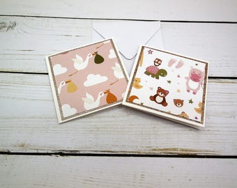 8 Baby Notecards | Charming 3x3” Mini Cards, Nursery Stationery Set, Small Thank You Cards