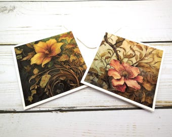 10 Floral Note Card Set: 3x3 Mini Wildflower Greeting Cards with Envelopes