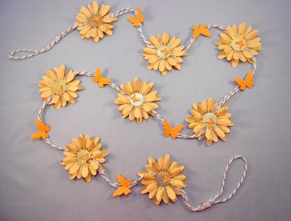 Flower Garland Handmade Daisy And Butterfly Garland Party Etsy
