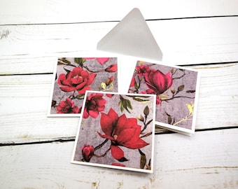 Mini Foiled Floral Cards: Set of 8 Small Kindness Notes
