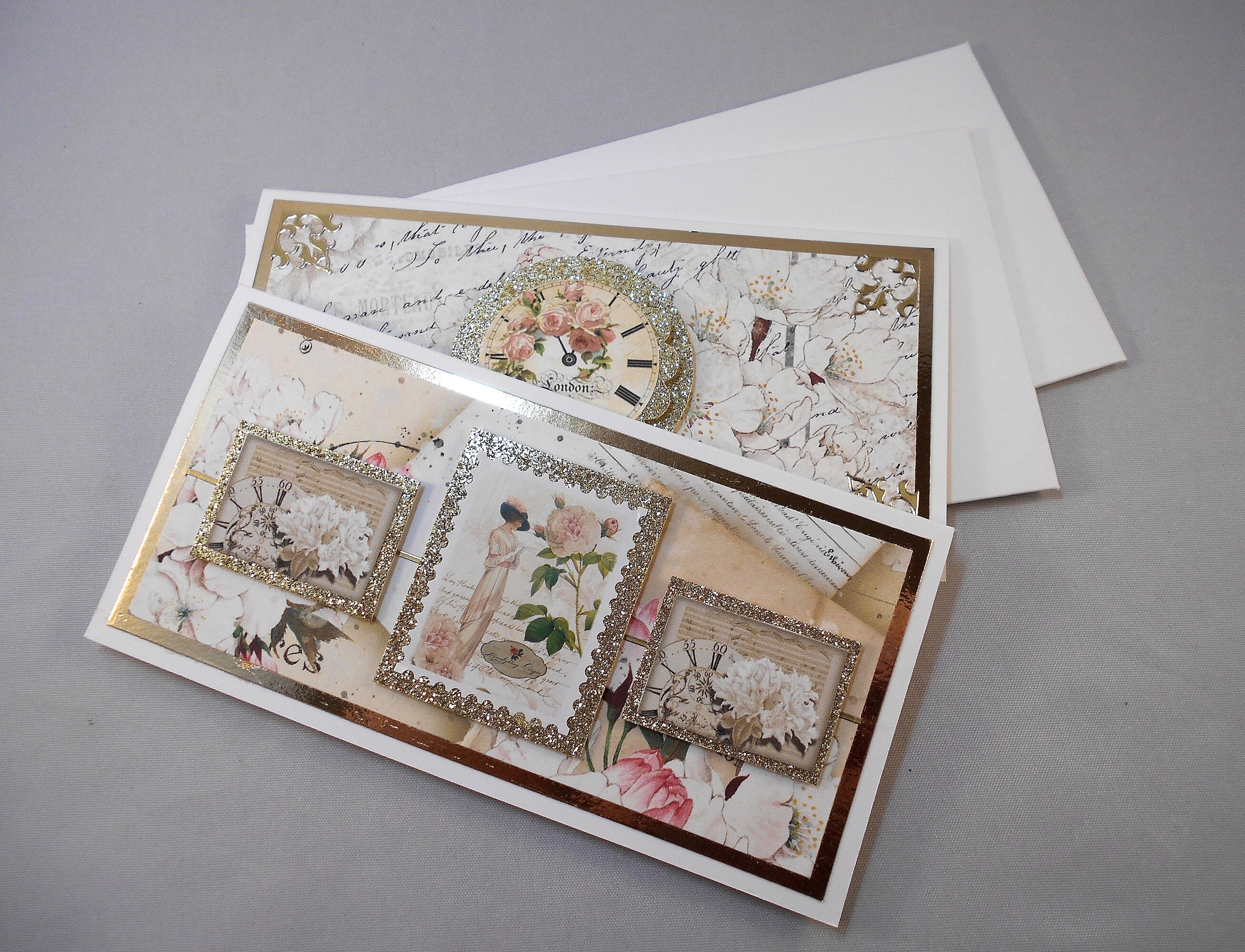 4 Mini Slimline Cards & Envelopes Shabby Chic Cards - Etsy