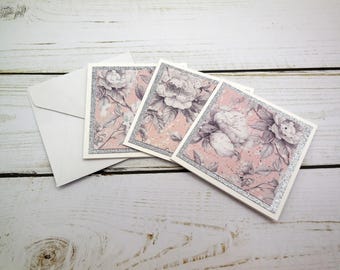 10 Floral Mini Cards with Envelopes, Thank You Notes, Kindness Cards, Giftable Stationery