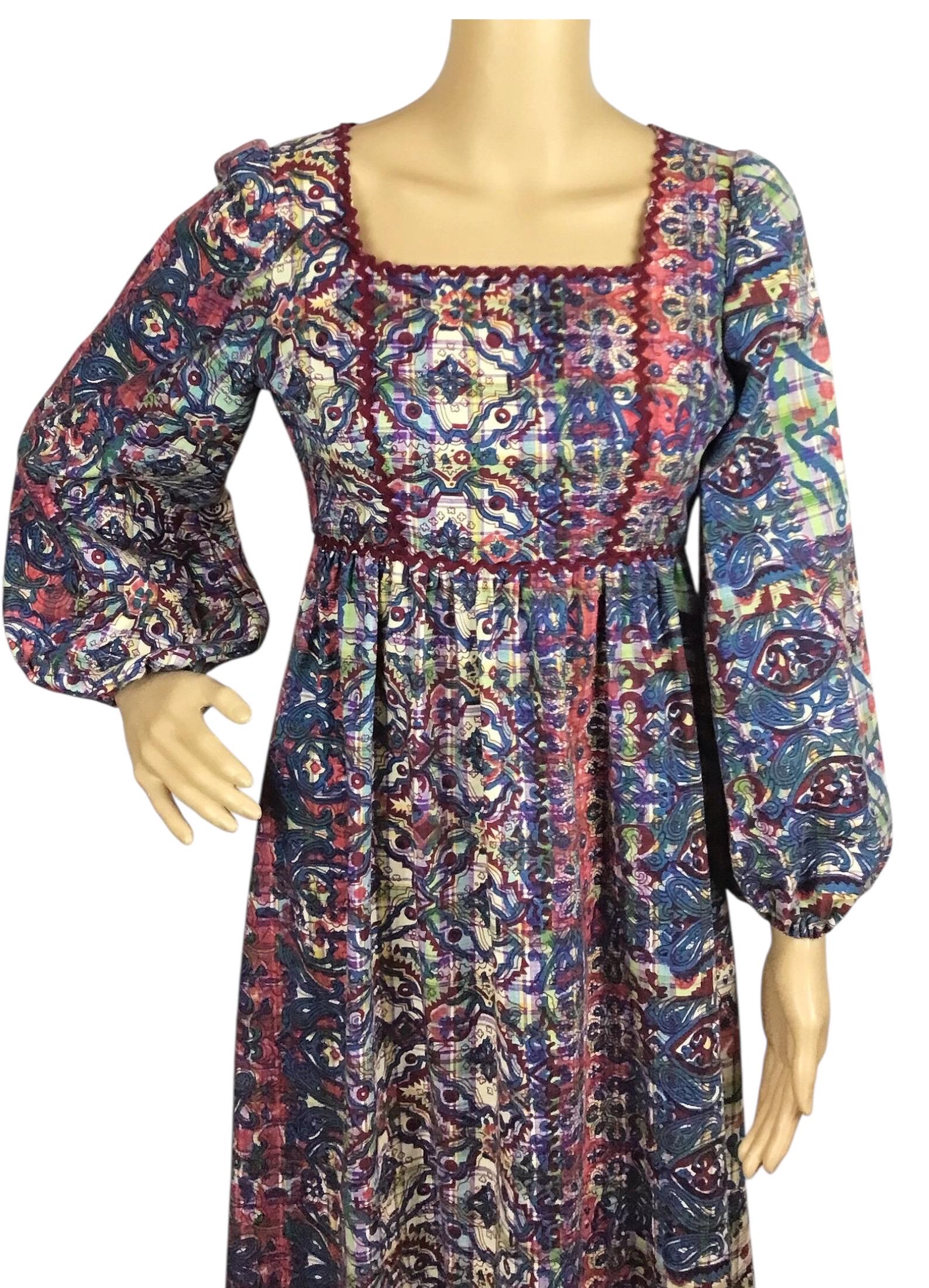 60s boho dress Maxi Hippie 60s Dress