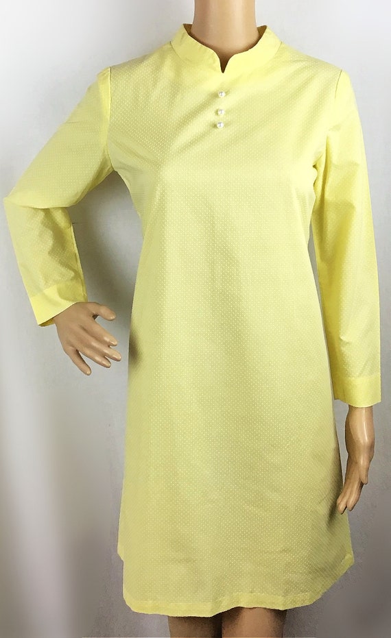 Vintage 1960s Mod Dolly Yellow & White Swiss Polk… - image 2