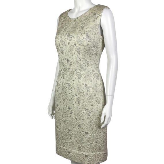 Vintage 1960s Cream Gold Silver Lurex Floral Paisley Brocade Shift Dress  Medium - Etsy