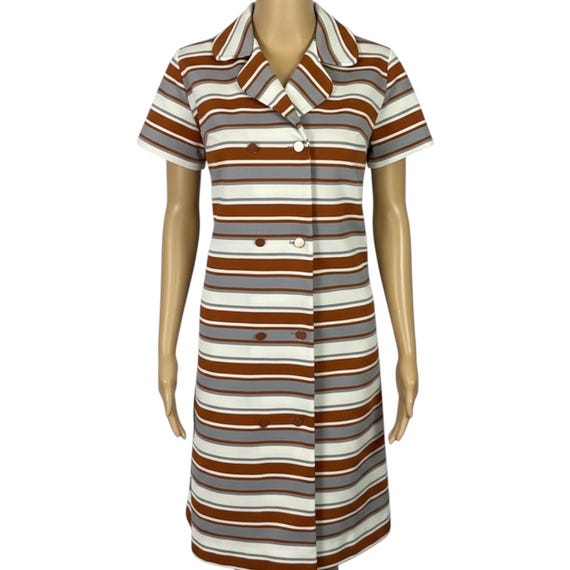 Vintage 1970s Mod Striped Scooter Shift Dress Small-Medium