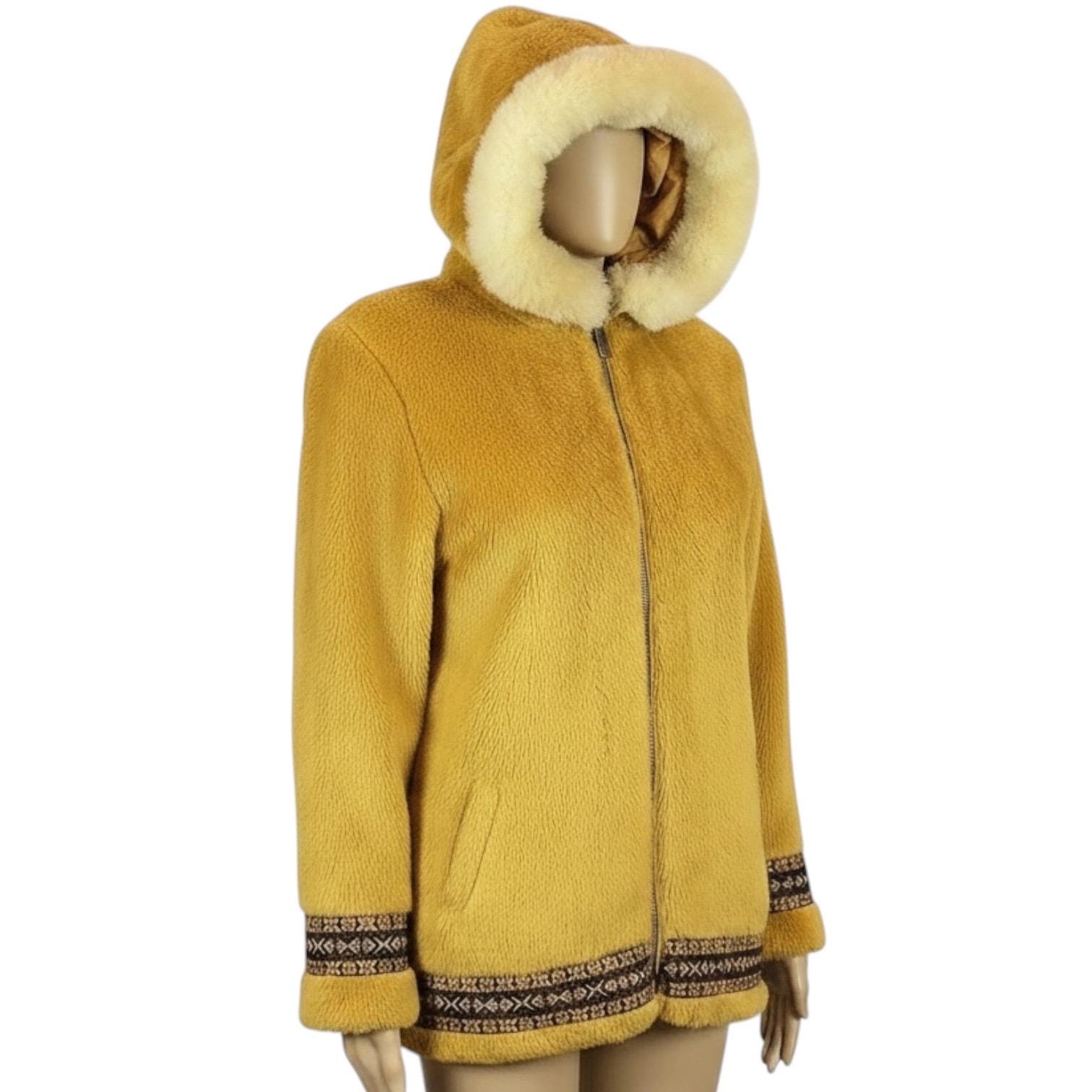 Vintage 1960s Alpine Sportswear Mustard Yellow Faux Fur