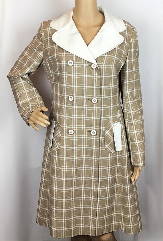 LOUIS FERAUD ホワイト チェック柄 トレンチコート 新品未使用♡ 1960年代のヴィンテージデザイナー、ミス・フェロー・モッドの