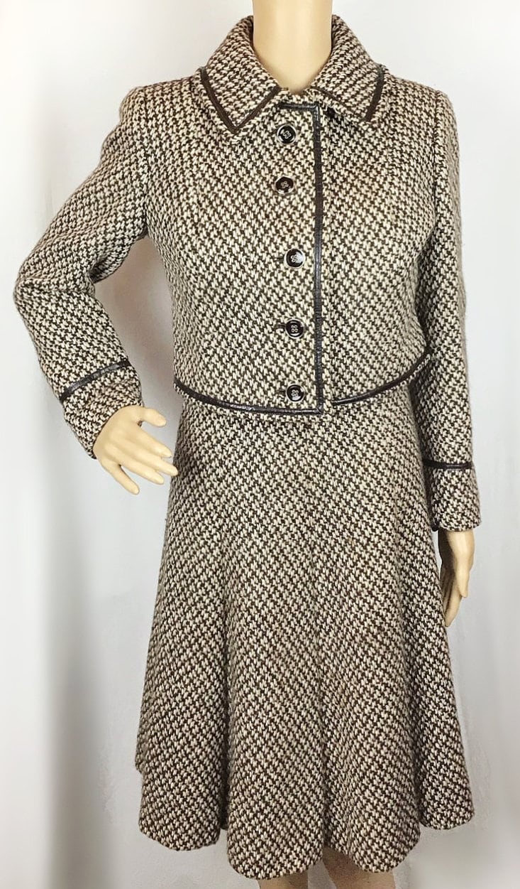 Vintage 1960s Designer Simon Howard Mid Century Mod Brown Cream 